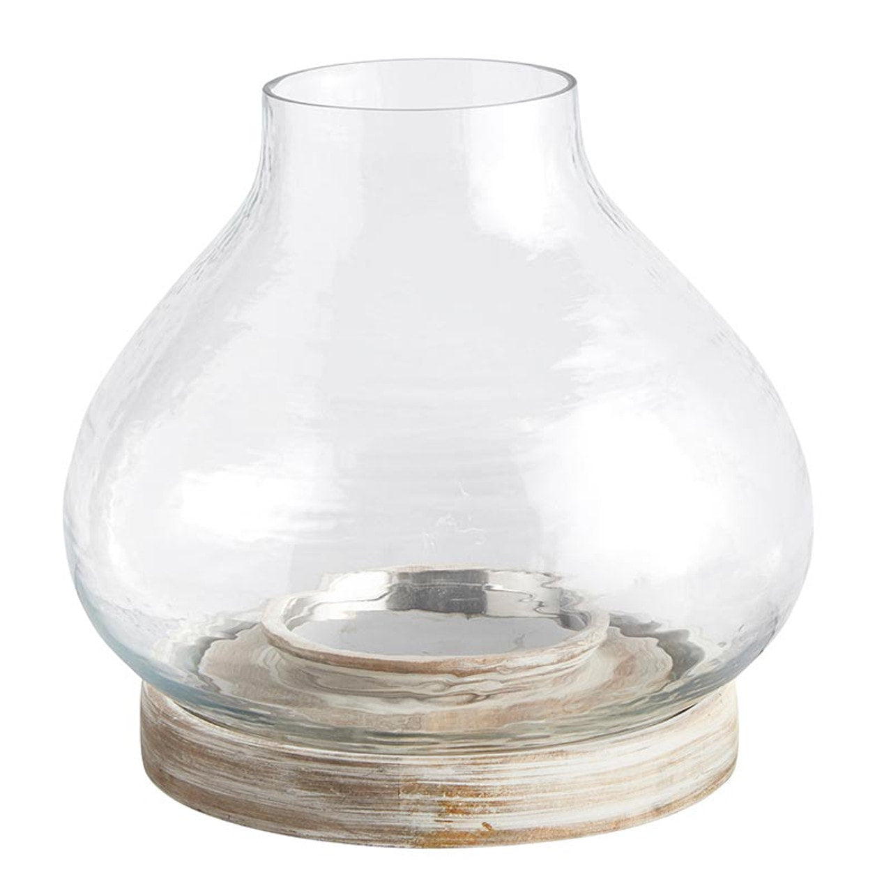 Glass Dome Candle Holder With Wooden Base