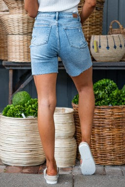 Judy Blue High Waist Denim Patch Shorts
