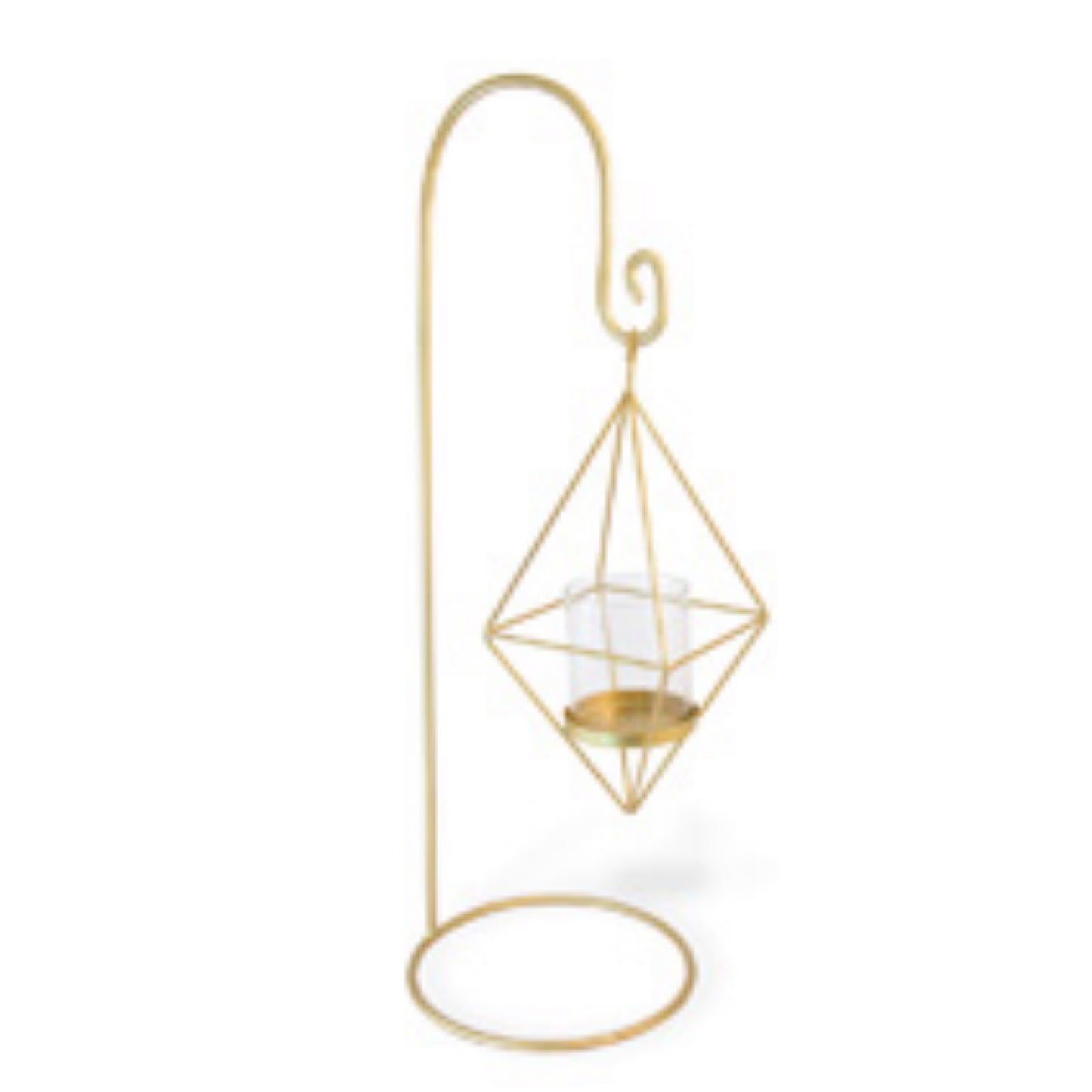 Polygon Gold Lantern Candle Holder