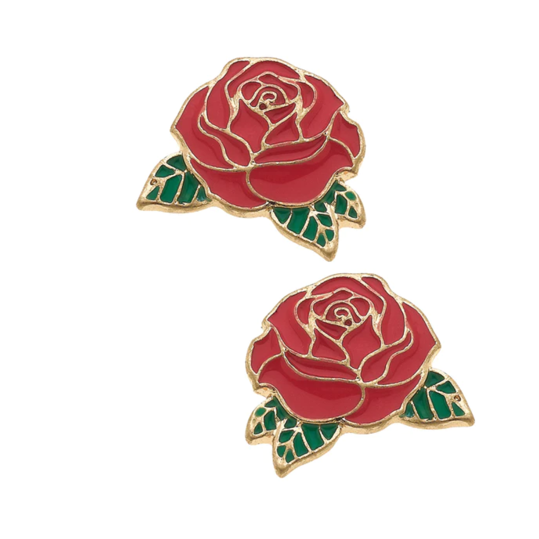 New Midnight Rose Enamel Earrings - Derby
