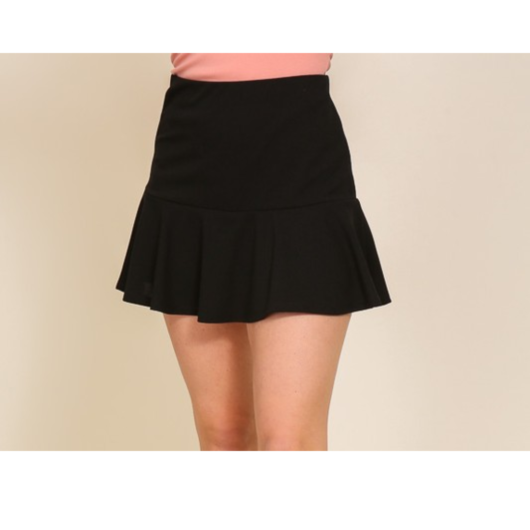 High Wasted Techno Crepe Ruffle Skort