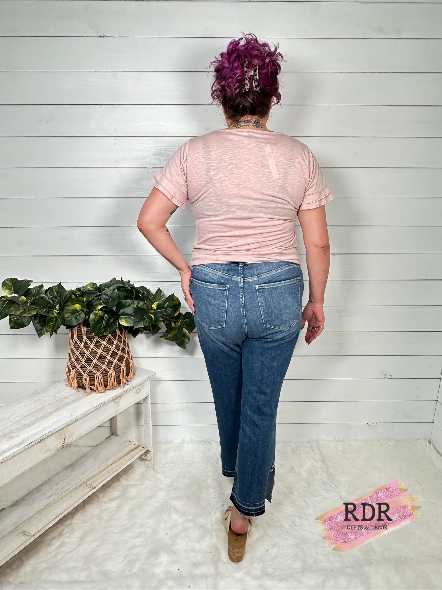 Judy Blue Plus High Waist Fray Slit Release Hem Straight