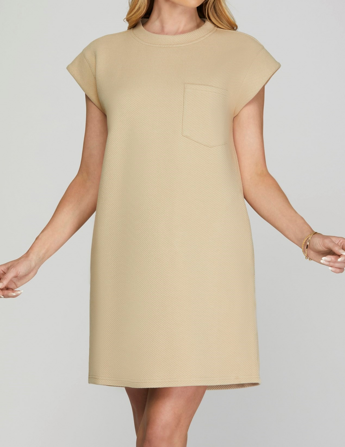 Taupe Textured Sleeveless Mini Dress