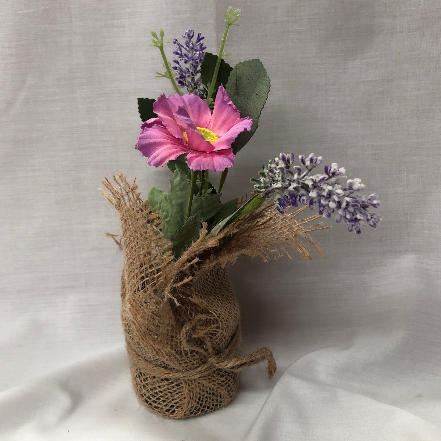 Purple Standing Flower W/ Lavender in Burlap
