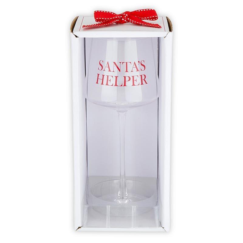 Santa Barbara Design Studio Long Stemmed Wine Glasses Face-to-Face Designs Gift Boxed Holiday Glass, 15-Ounce