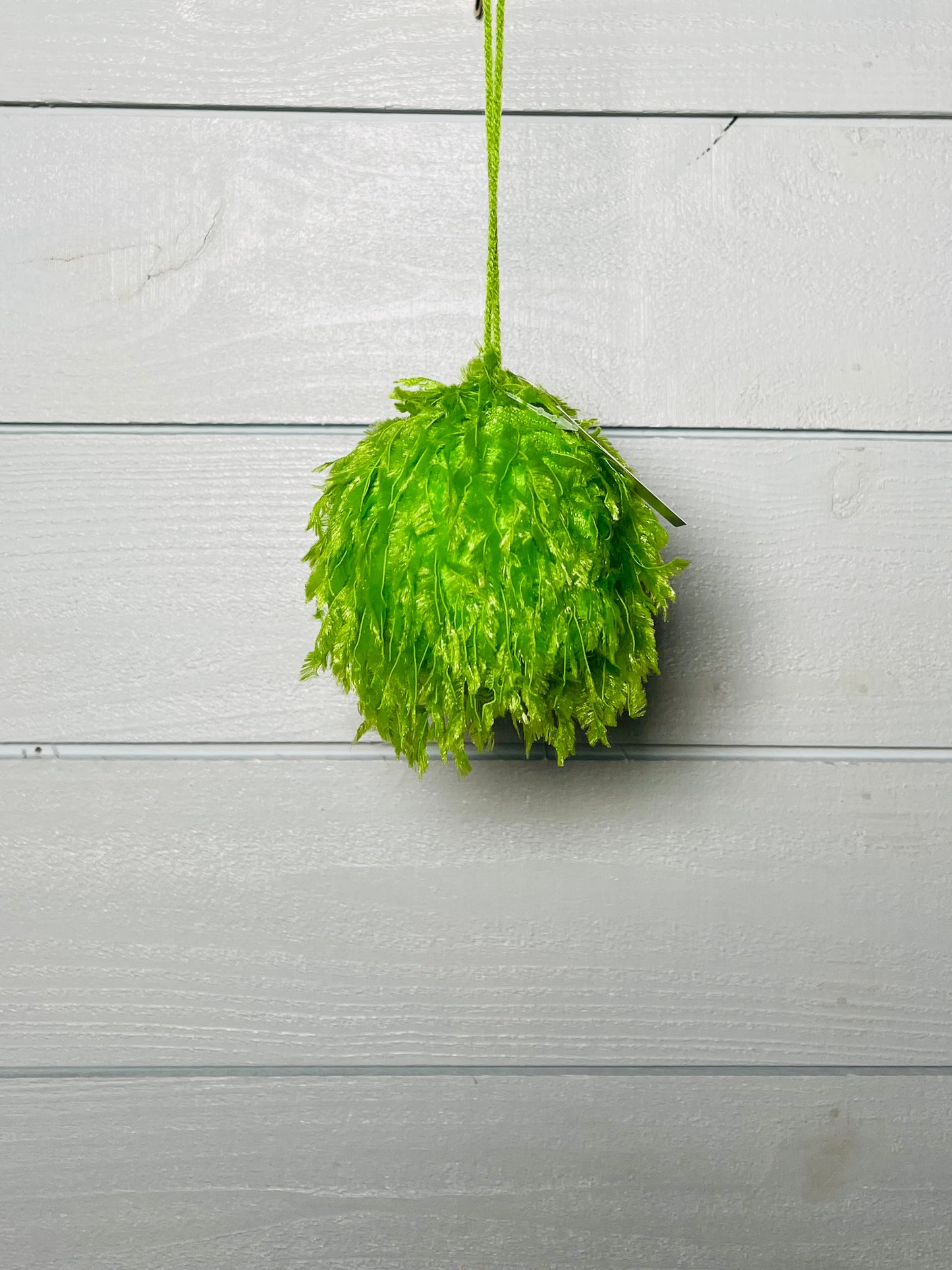 Lime Green Furry Ball Ornament