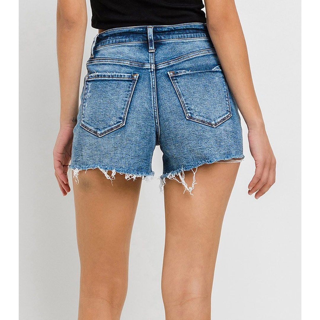 Vervet Rebecca High Rise Raw Hem Denim Shorts