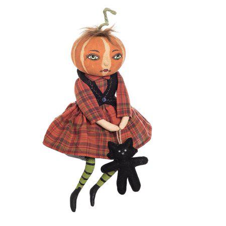Pumpkin Head Fabric Doll Figurine