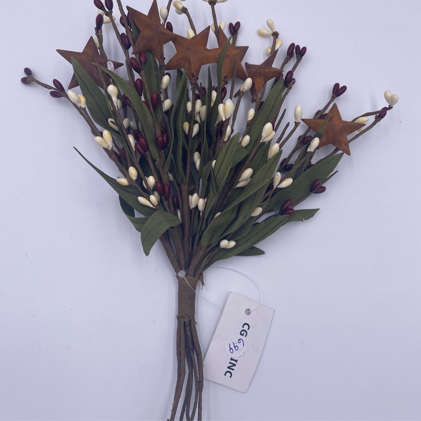 10" Burgundy/Cream Berry Pick With Stars