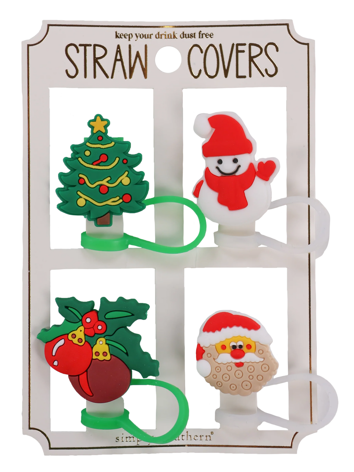 Simply Southern Christmas Straw Covers- Set Of 4