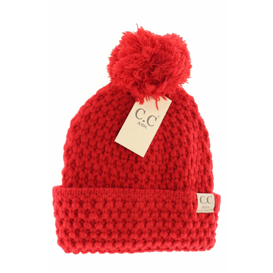 Kids Bee Stitch Knit Pom C.C Beanie