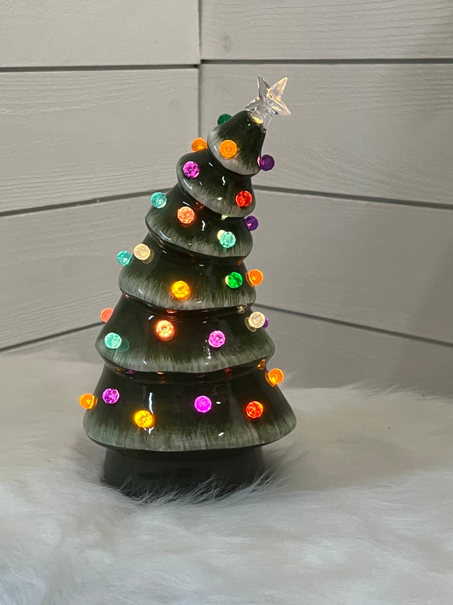Lighted Ceramic Bent Christmas Tree