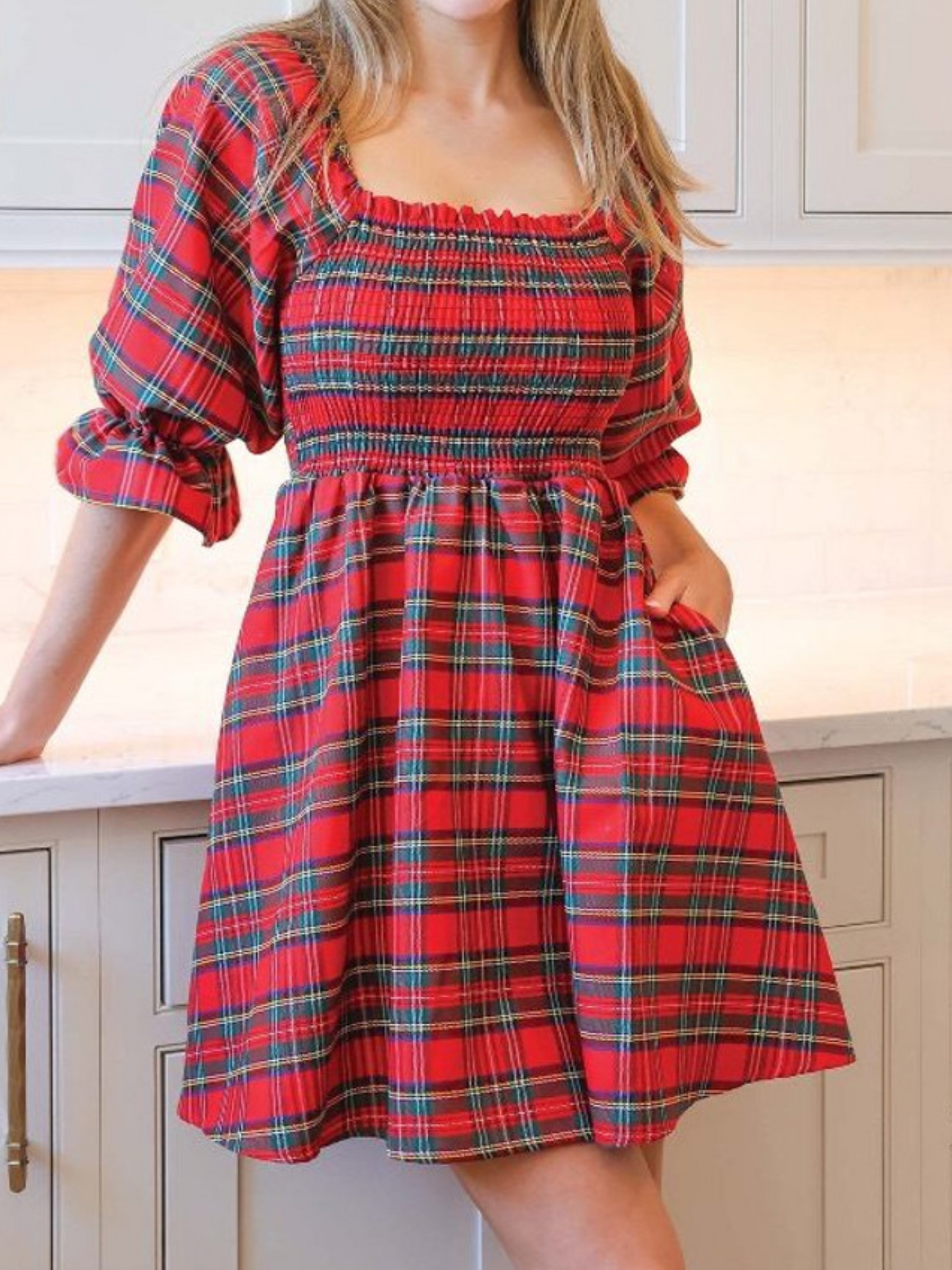 Simply Southern Plaid Holiday Dress- Women's