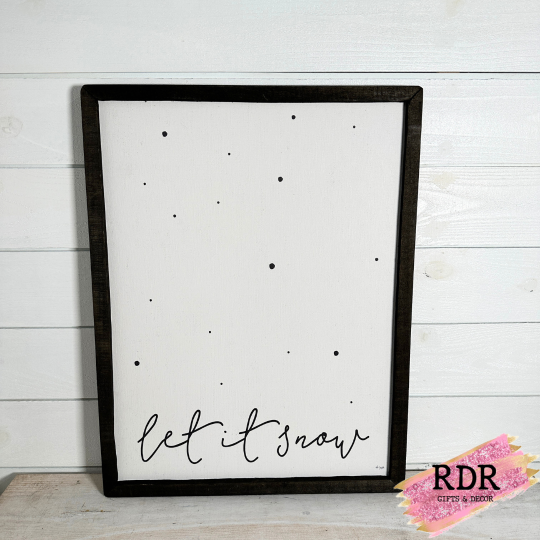 Let It Snow Black Framed Canvas