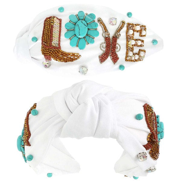 Western Love Turquoise Top Knot Headband