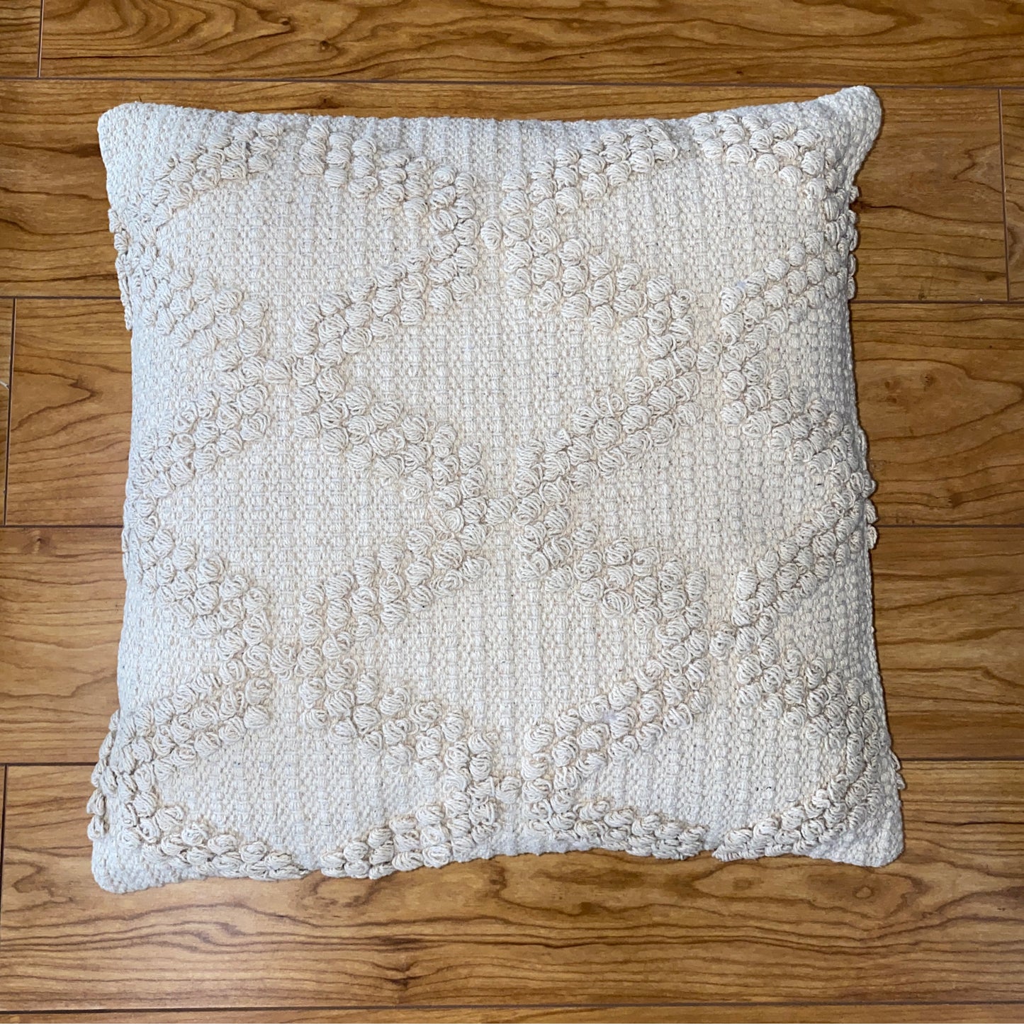 Cream Diamond Pattern Square Pillow- 18"