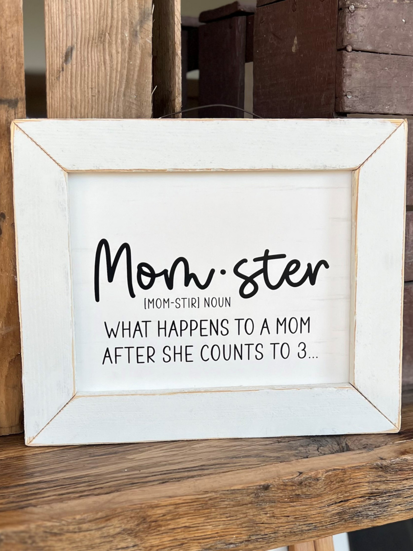 Momster Picture With White Wash Frame