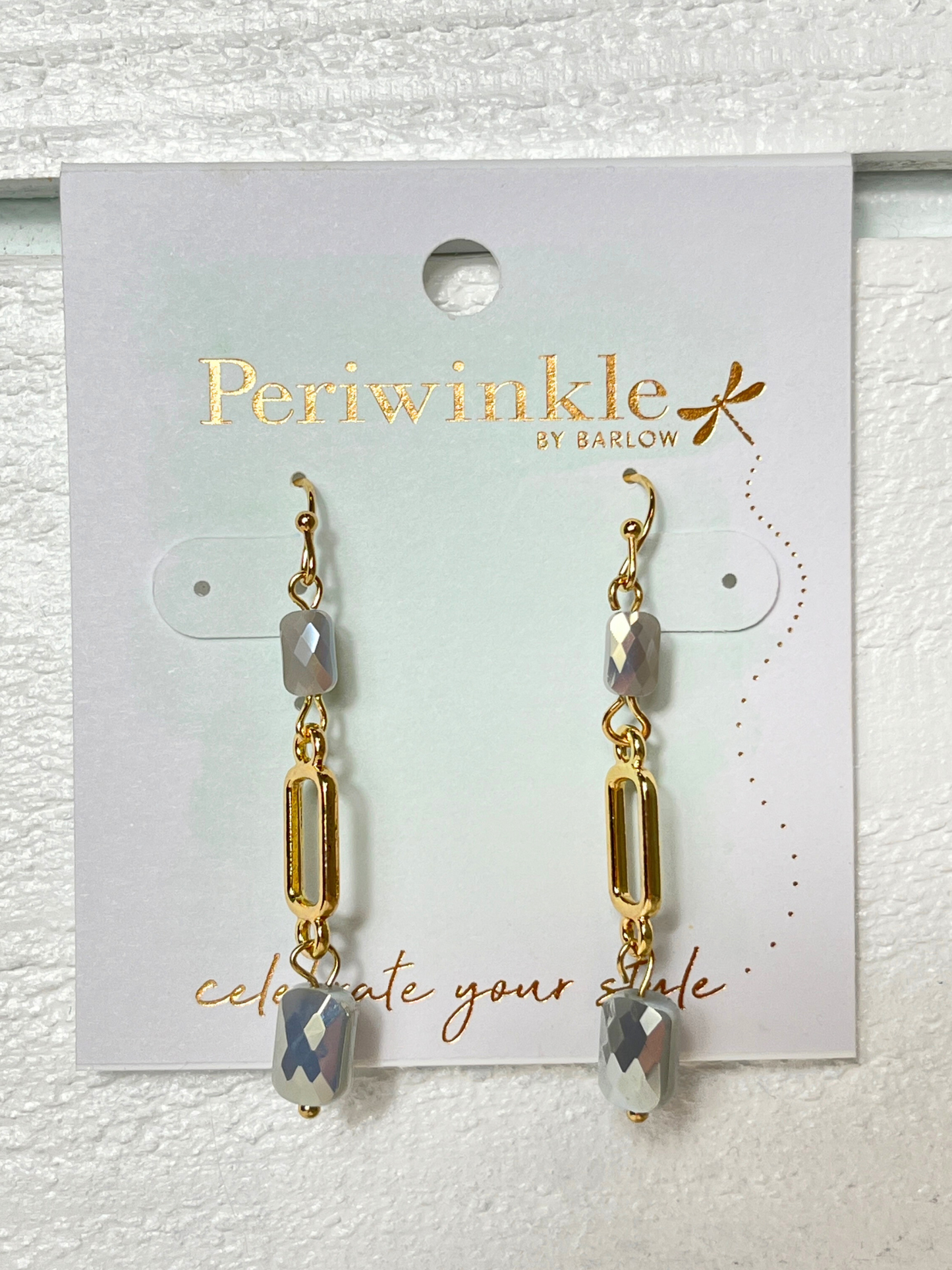 Gold & Colored Faceted Bead Dangle Earrings