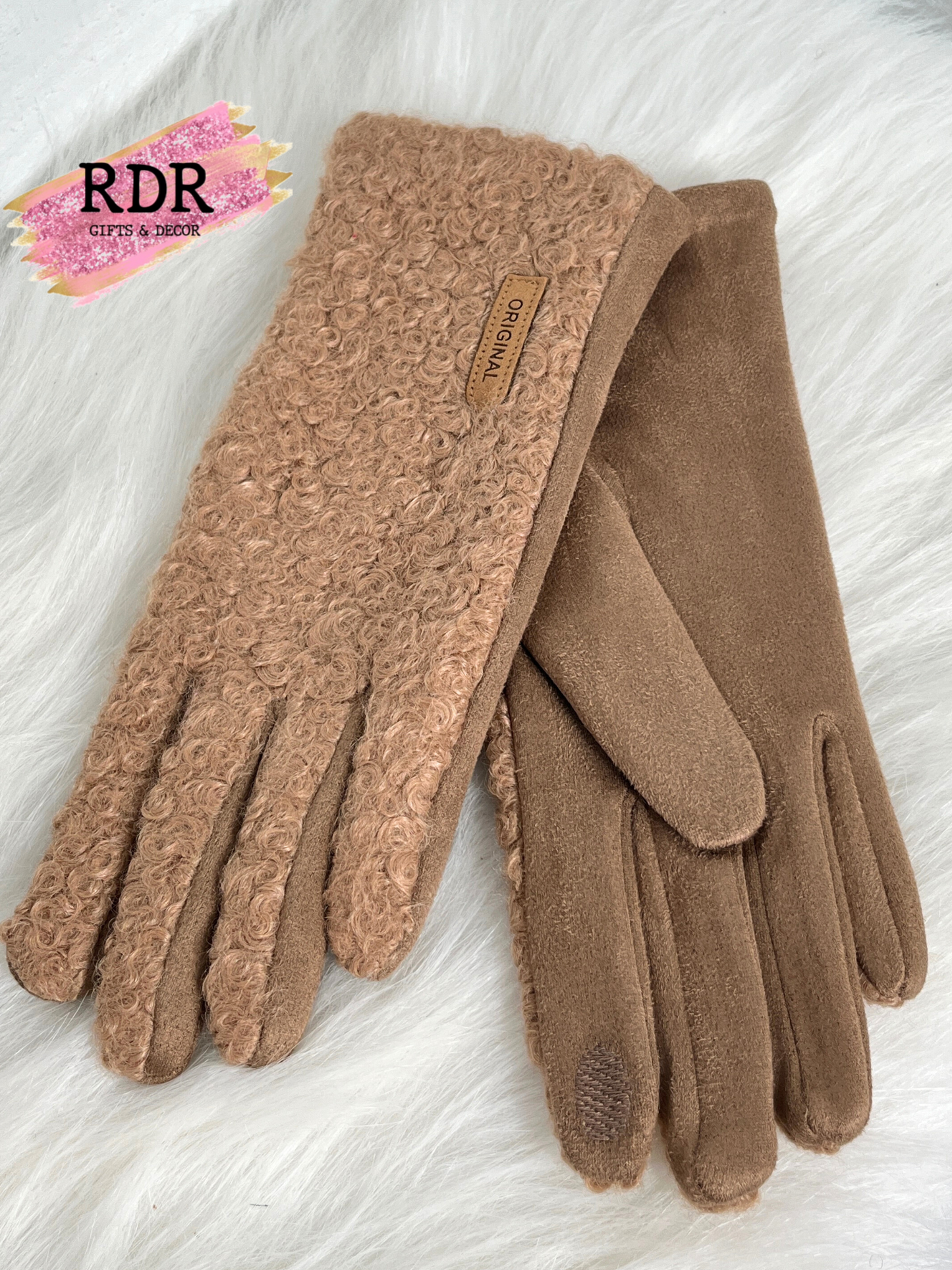Sherpa & Faux Suede Gloves