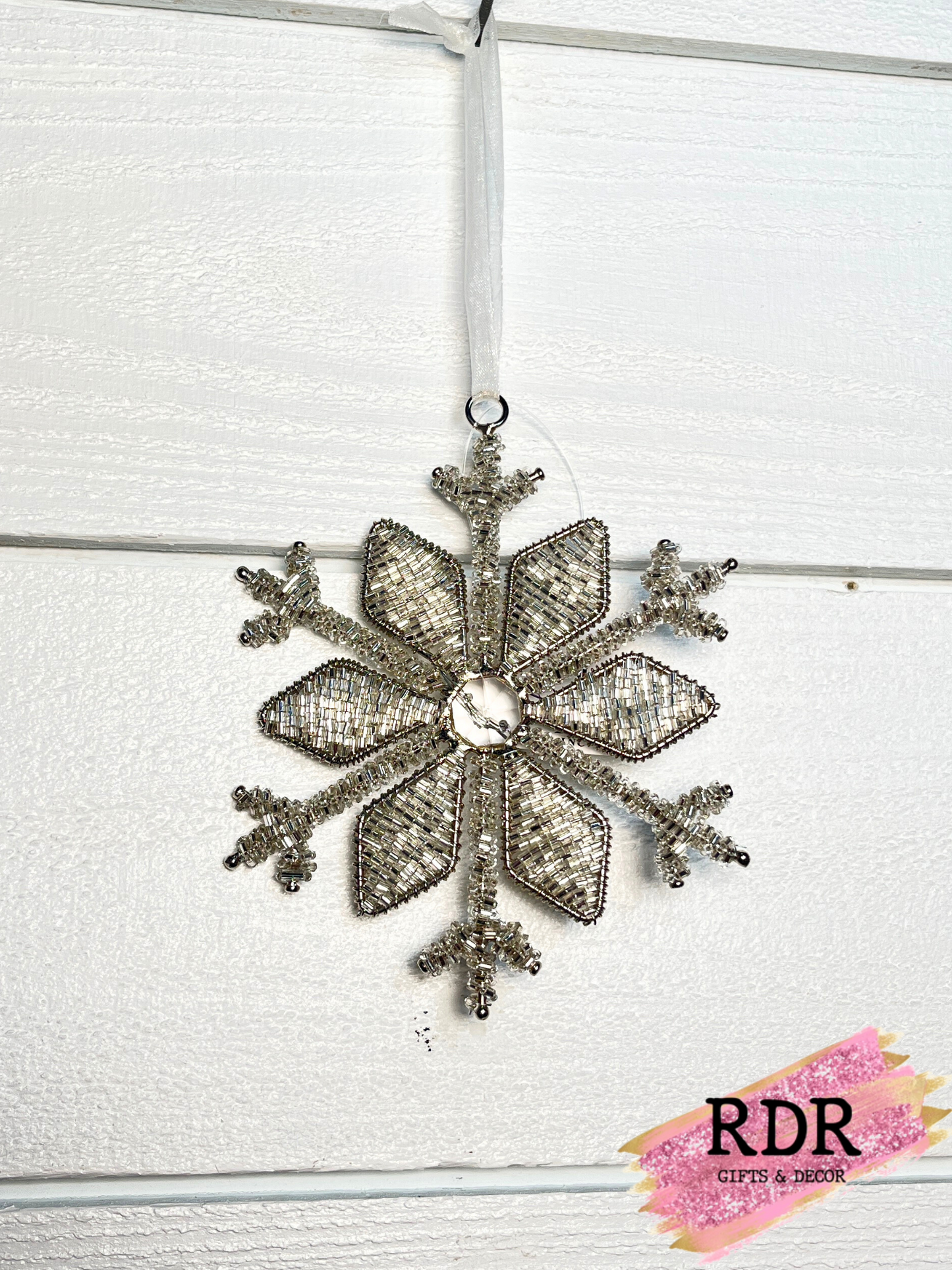 Metal & Glass Beaded Snowflake Ornaments