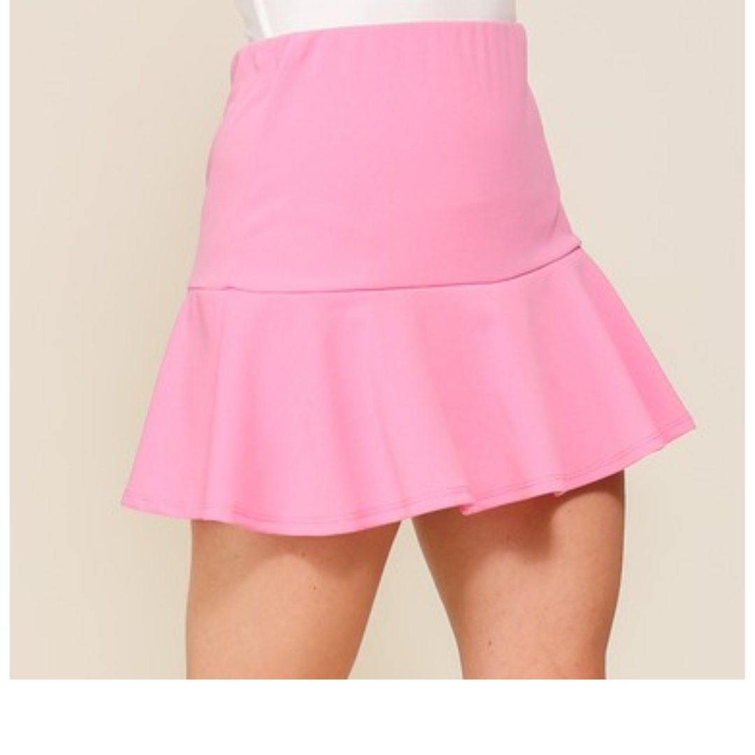 High Wasted Techno Crepe Ruffle Skort