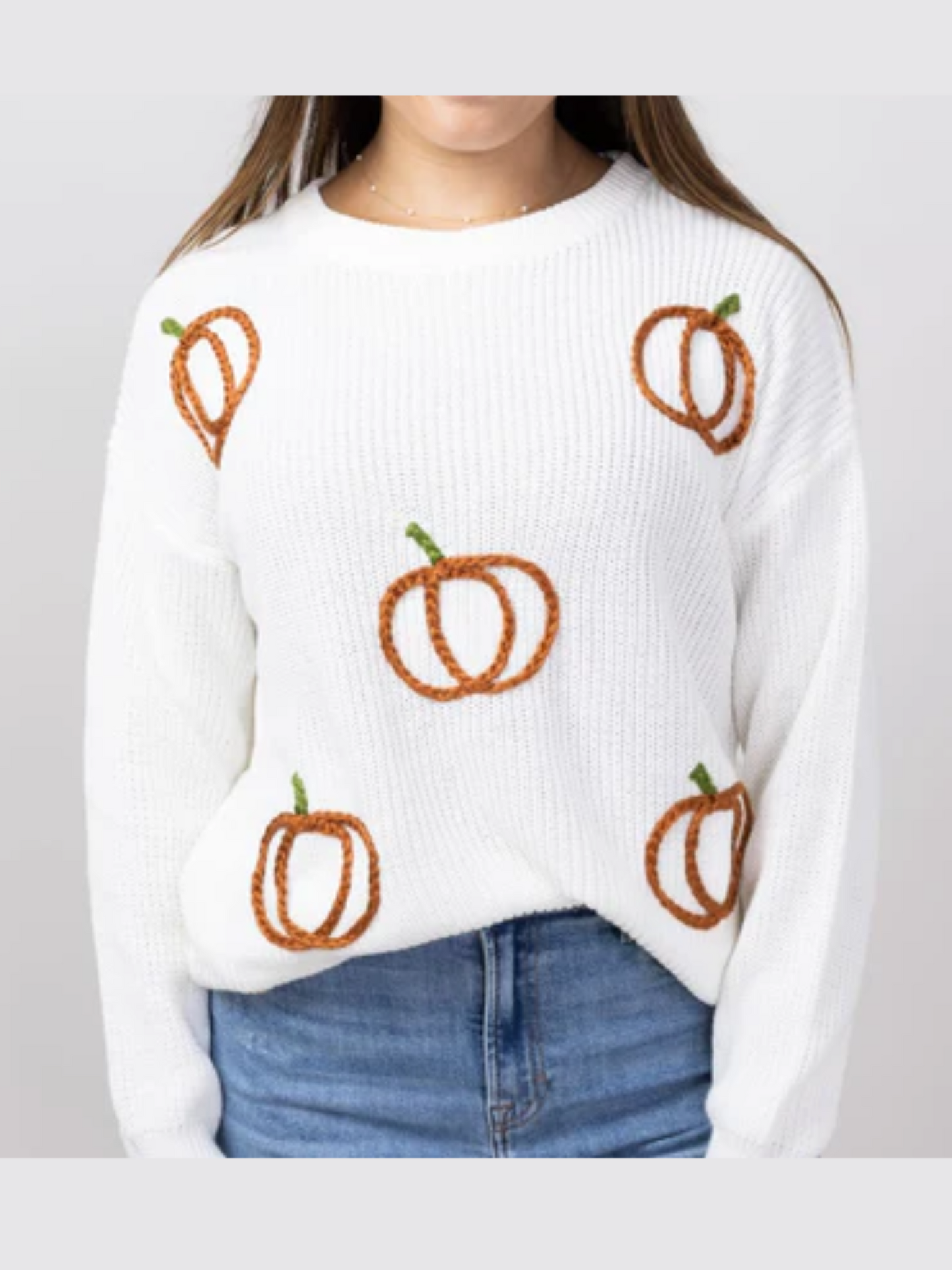 Simply Southern White Sweater With Pumpkins