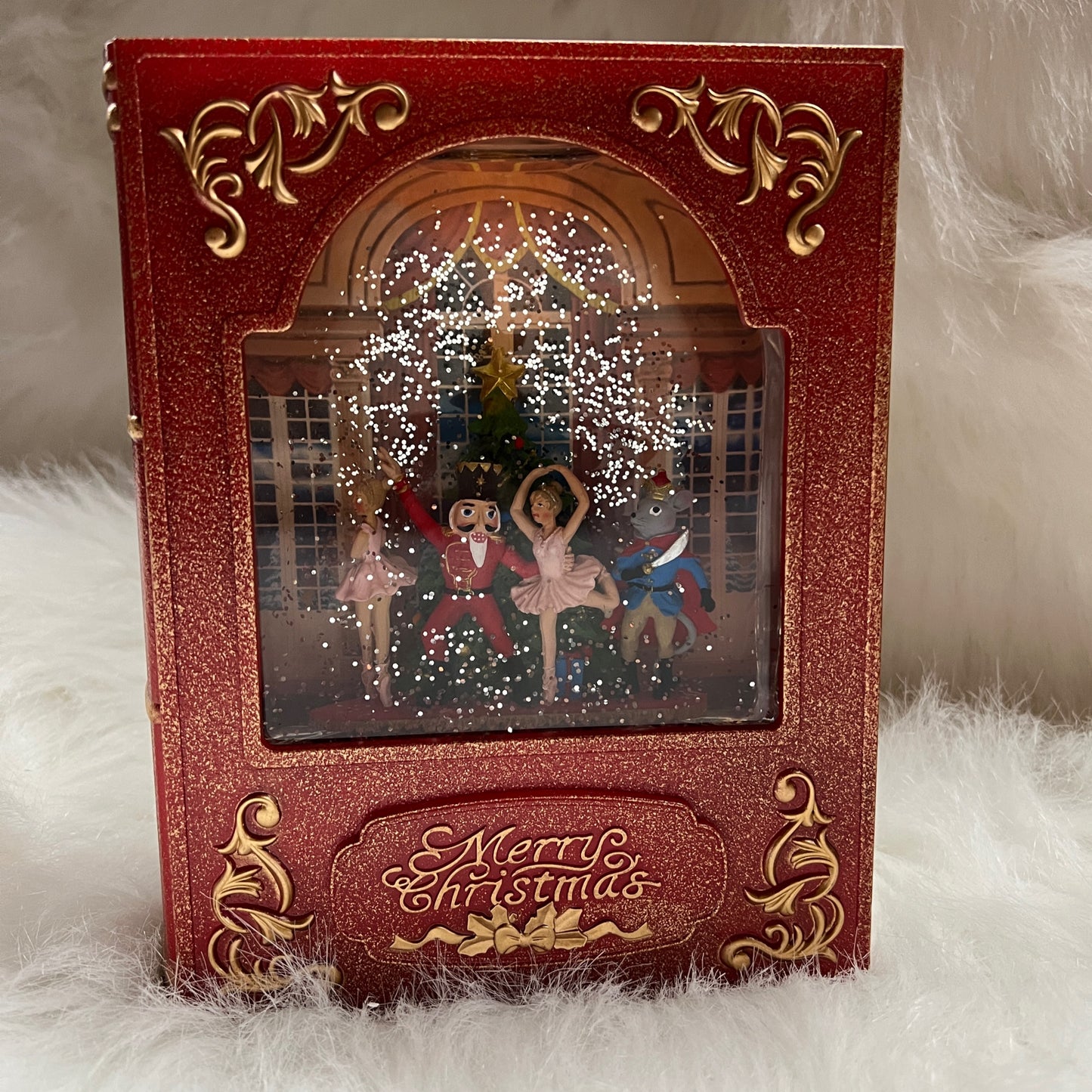 LED Nutcracker Book Water Globe