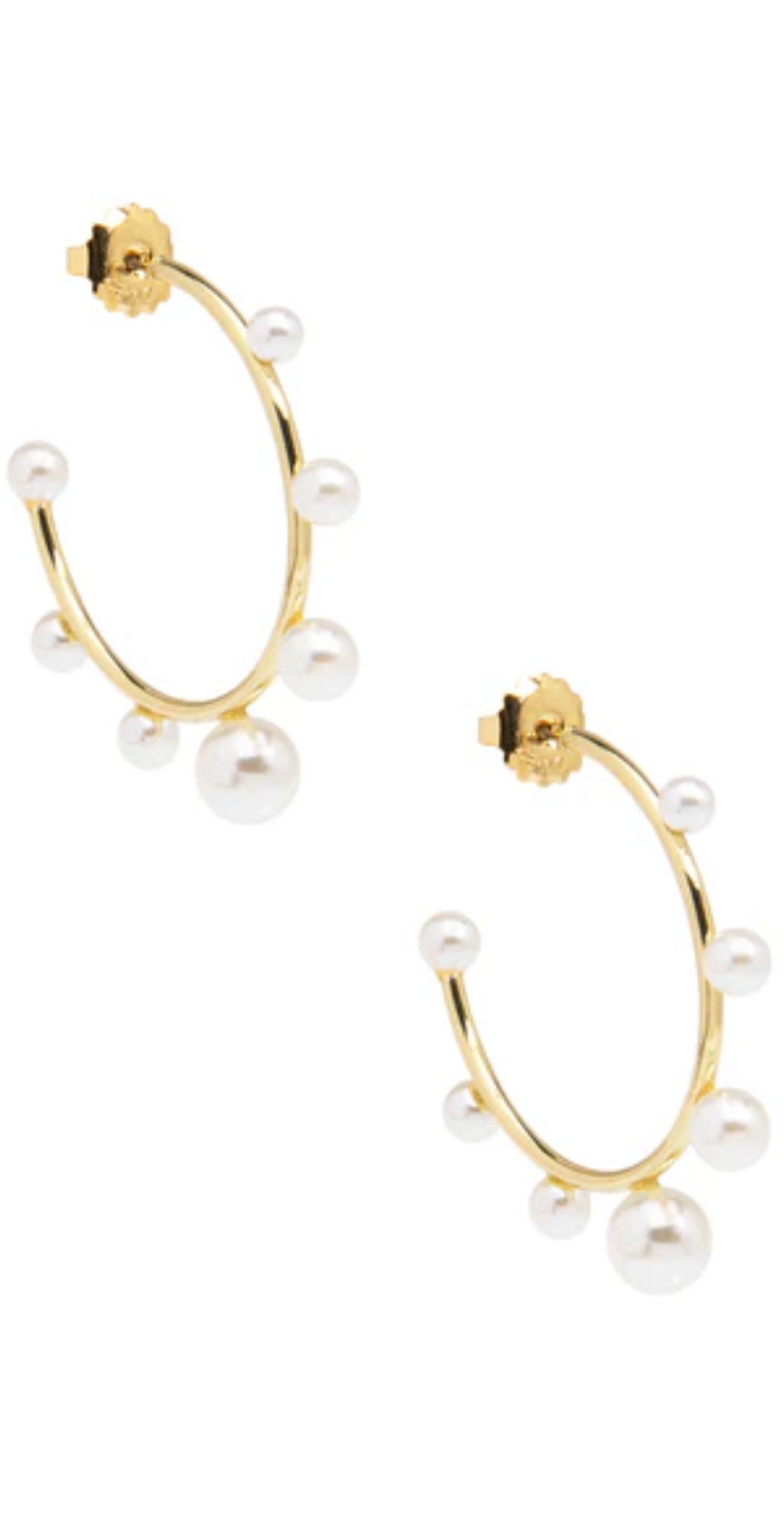 Small Decorative Pearl & Gold Hoop Earrings