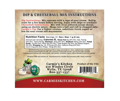 Carmie's Kitchen Artichoke Parmesan Dip & Cheeseball Mix