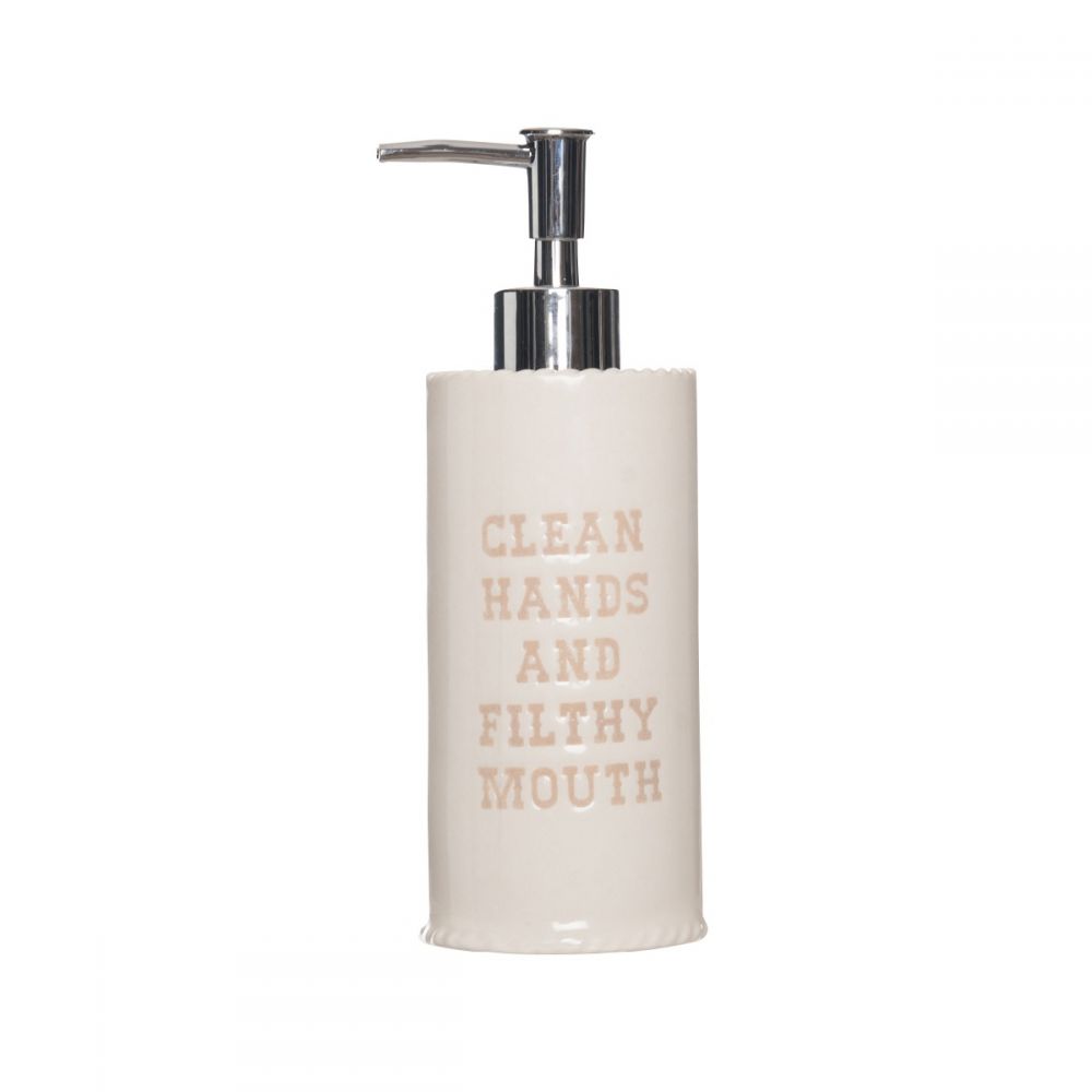 Clean Hands and Filthy Mouth Ceramic Soap Dispenser