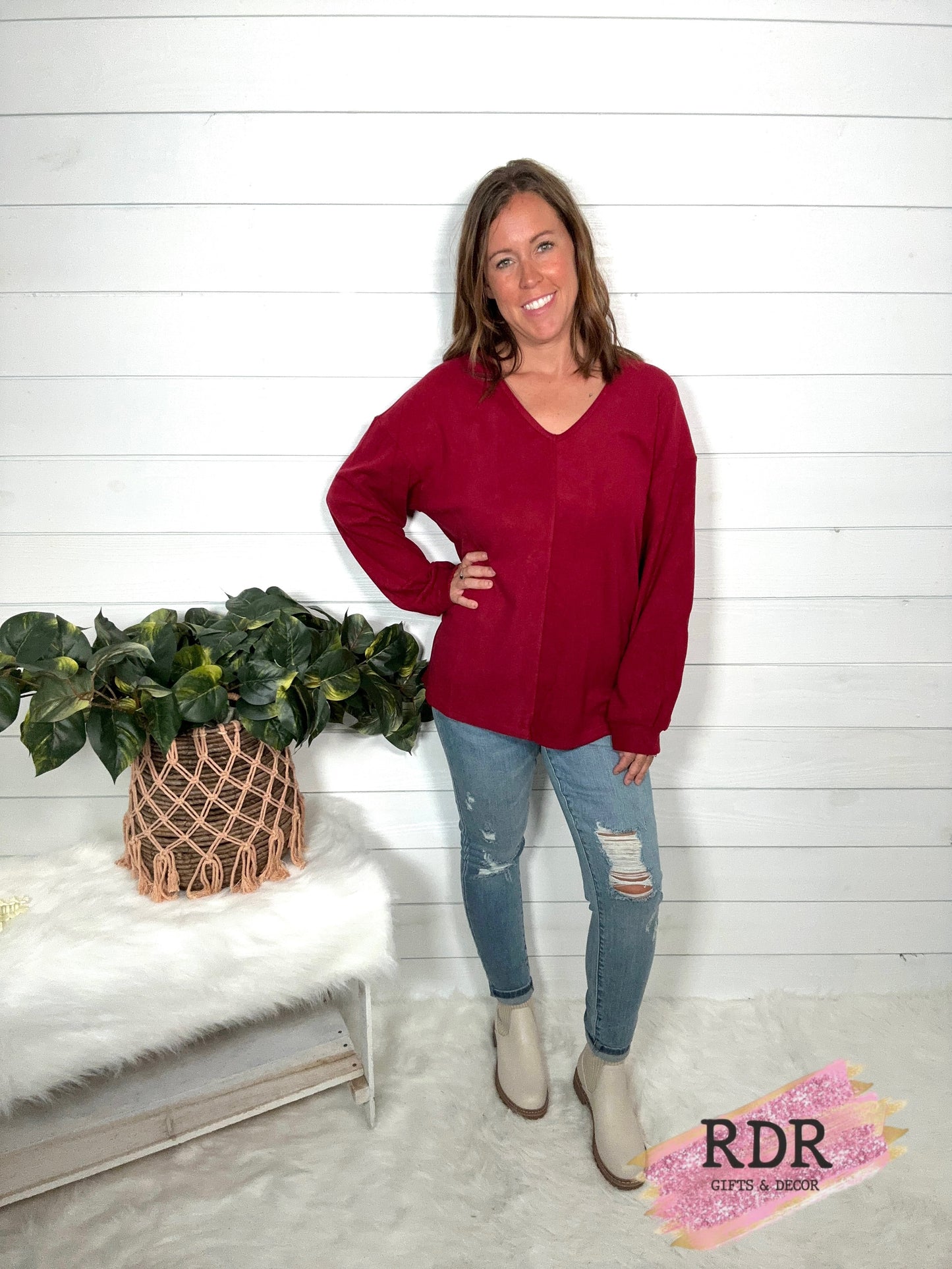 Celine V-Neck Long Sleeve Top