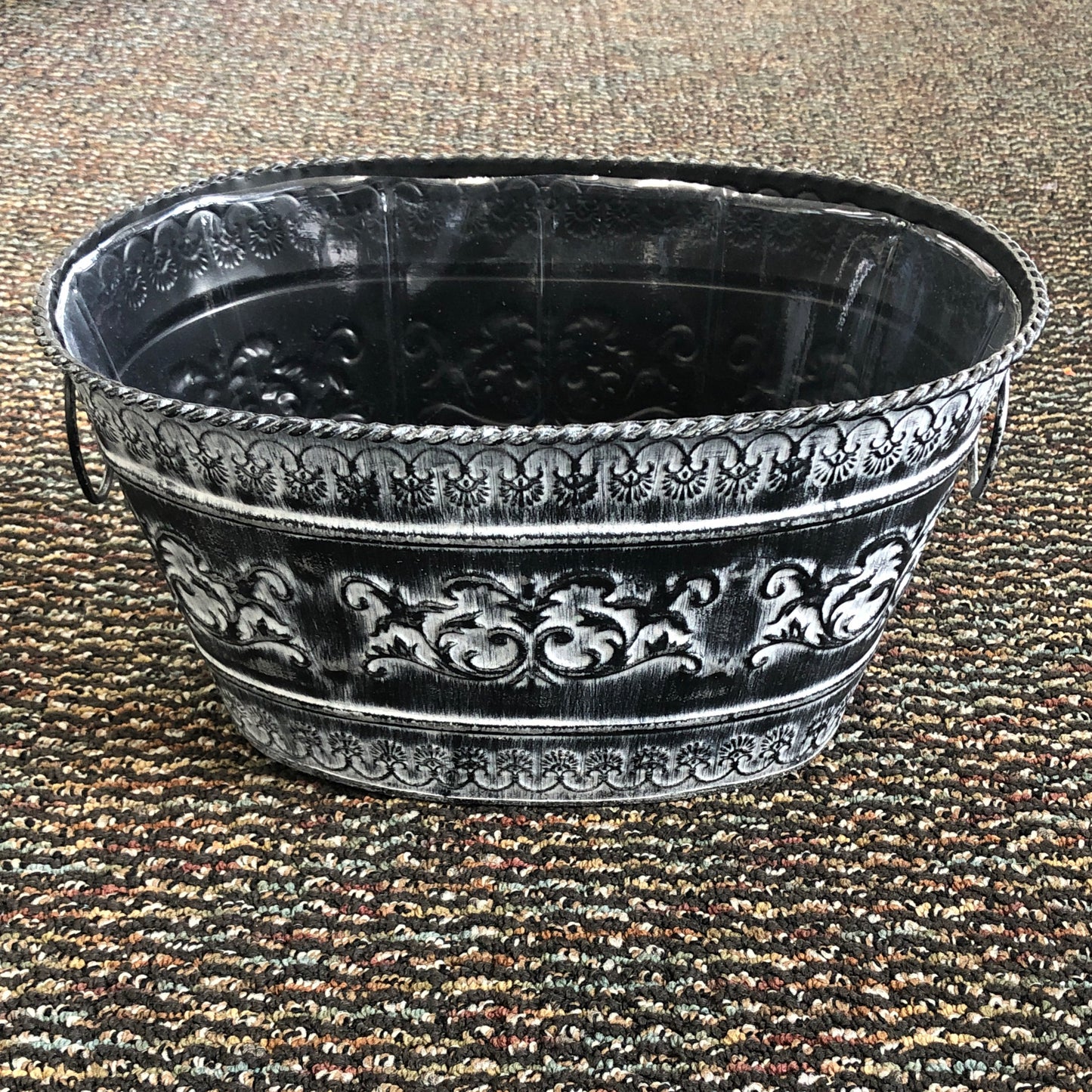 Large Black/Grey Oval Planter