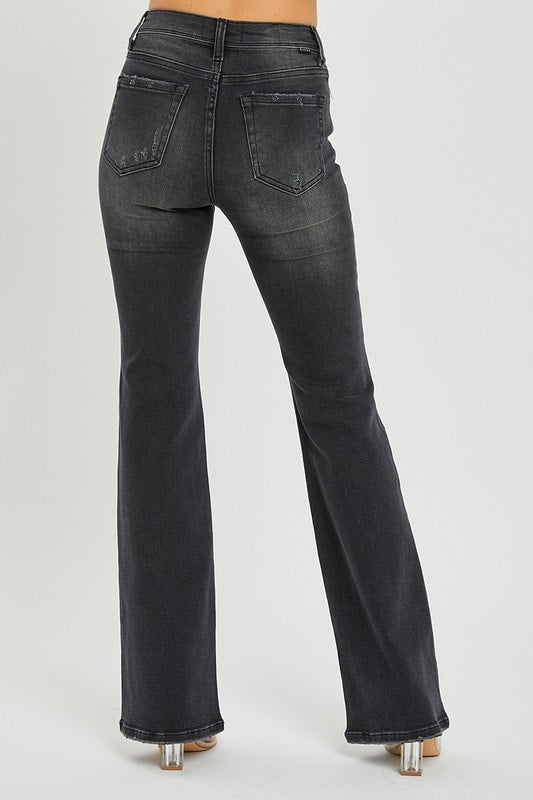 Risen Black Mid Rise Boot Cut Jeans