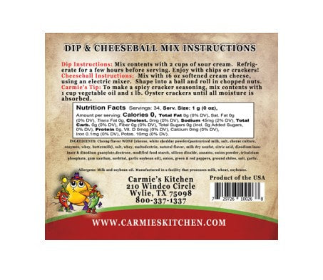 Carmie's Kitchen Jalapeño Cheddar Dip & Cheeseball Mix