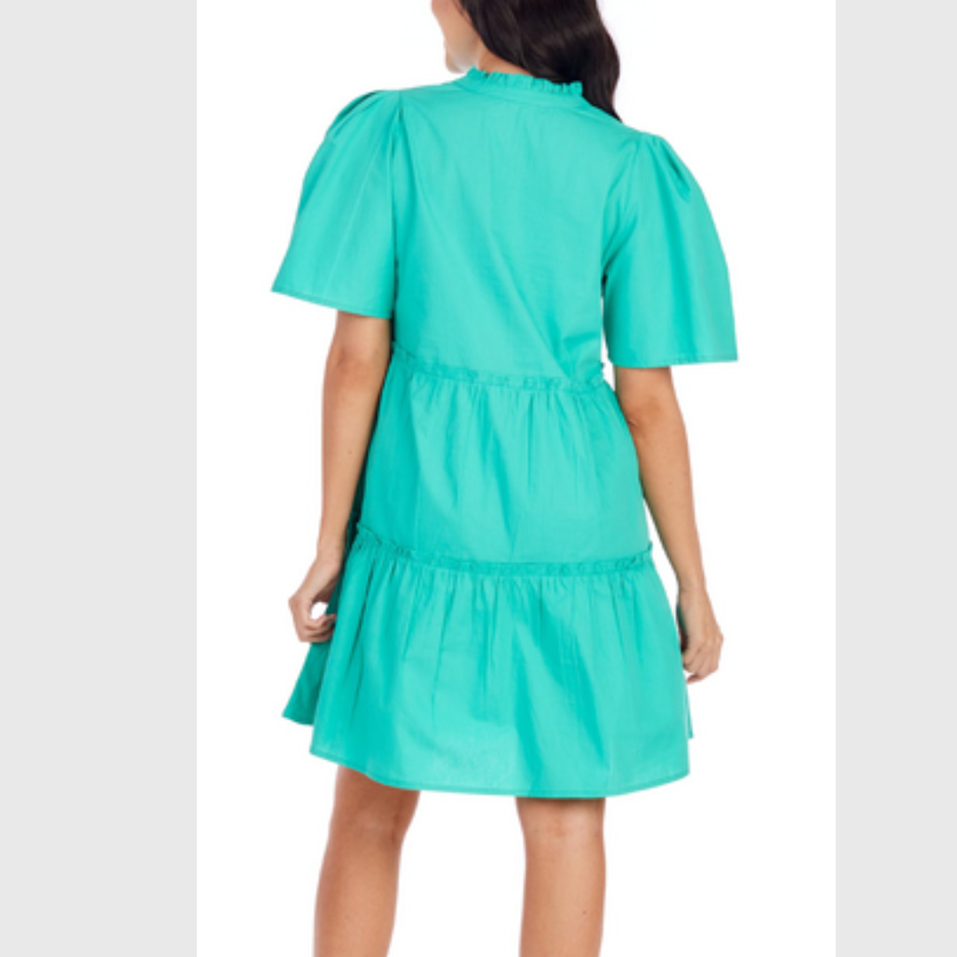 Mud Pie Green Watson Tiered Dress
