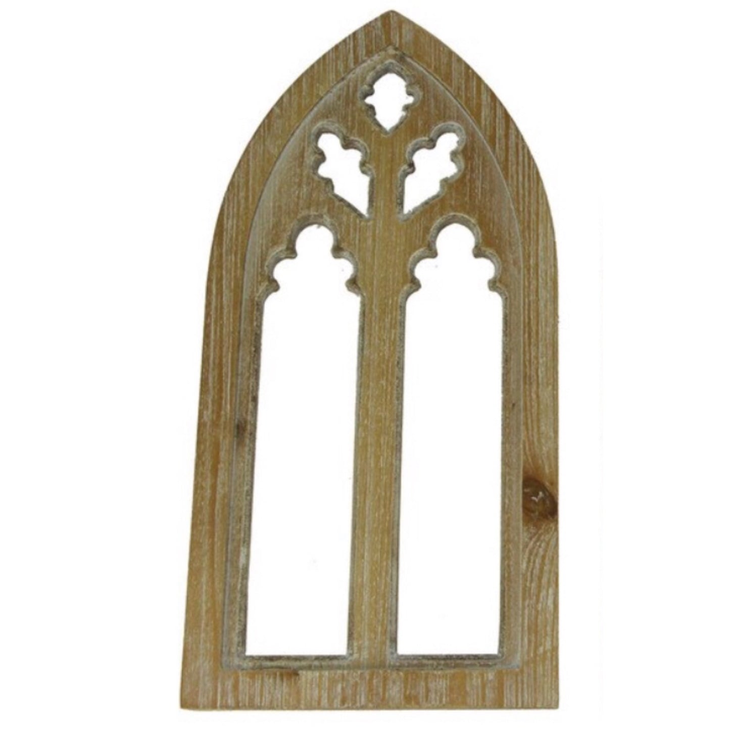 Wooden Whitewashed Arch Window Wall Decor Style 1