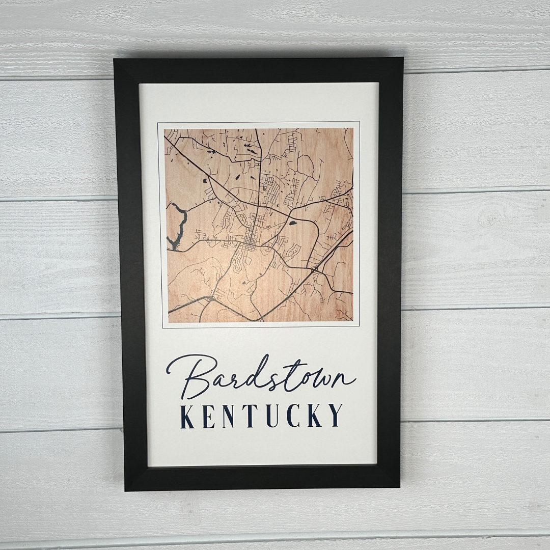 Bardstown Ky Wooden Map Decor
