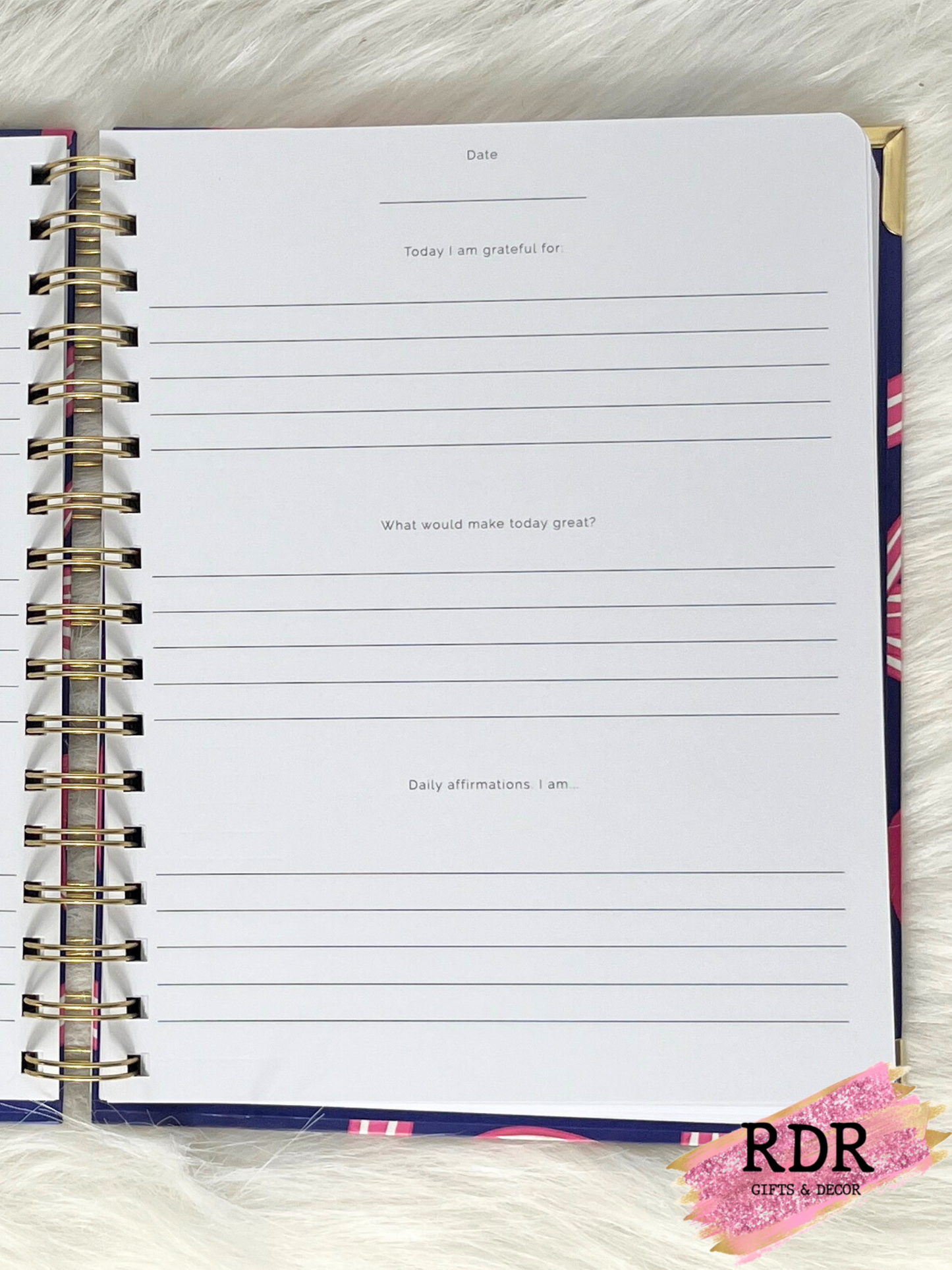 Gratitude Journal- Blue With Pink Bows