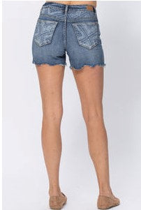 Judy Blue Mid Rise Paisley Bandana Print Pocket Shorts