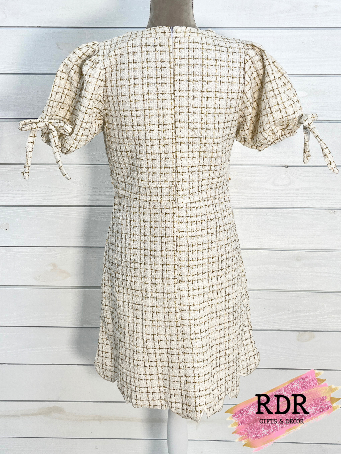 Simply Southern Tweed Dress With Scalloped Bottom & Pearl Detail