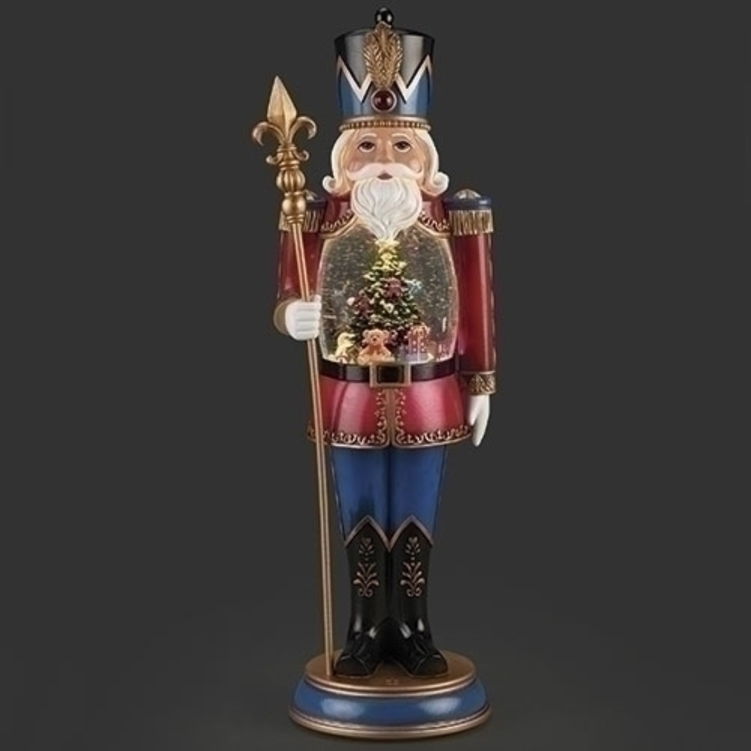 Nutcracker With Light Up Swirl Globe In Center- 19"