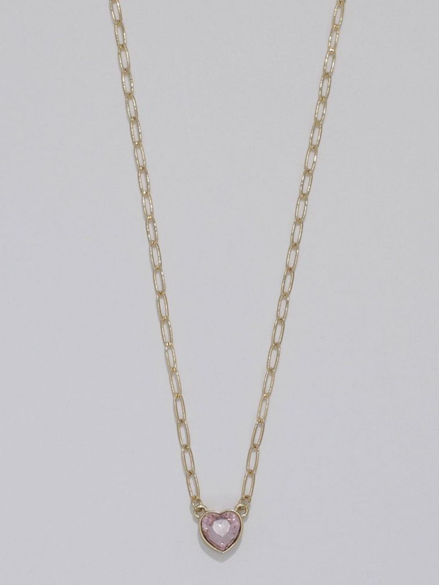 Gold Chain Necklace With Pink Heart Charm