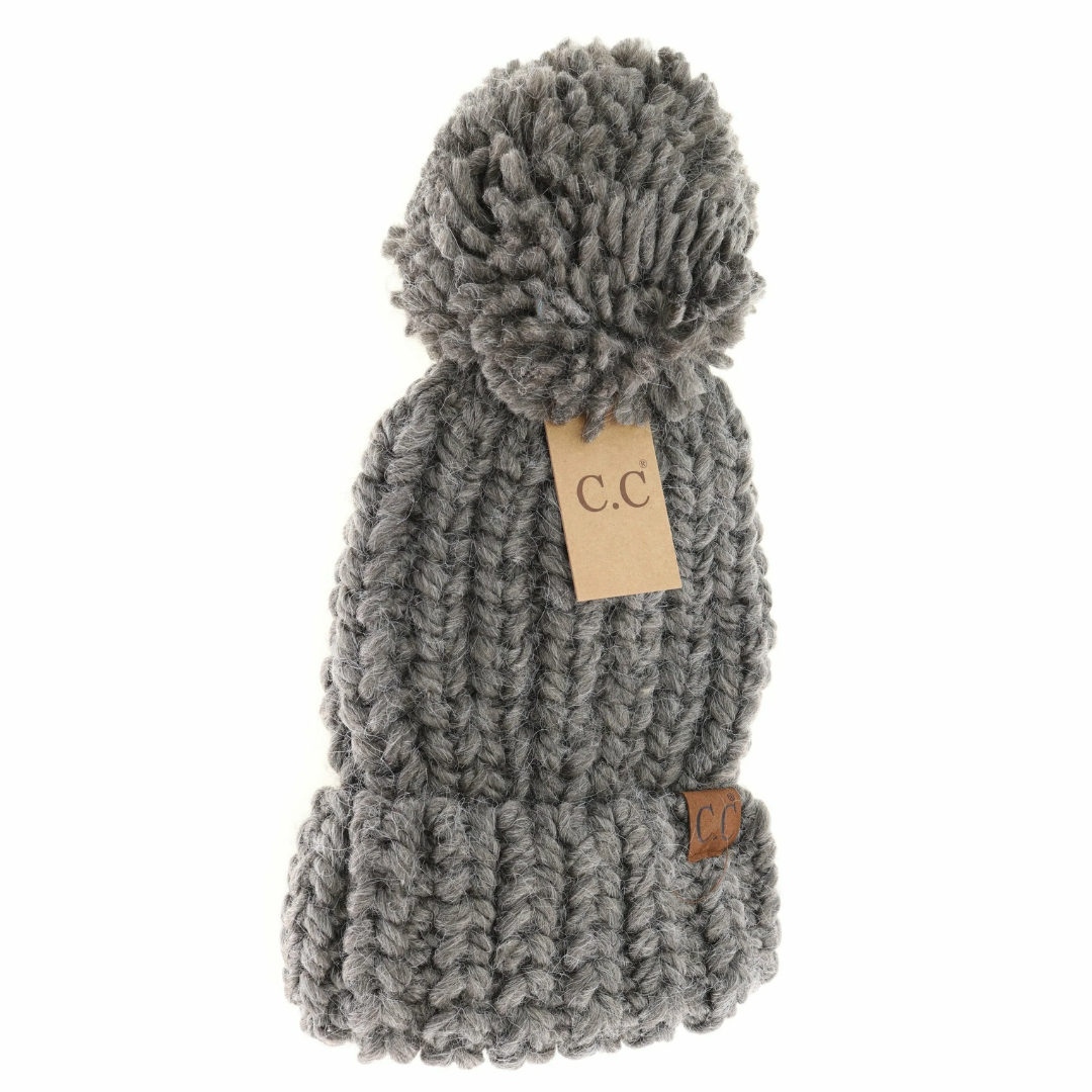 Chunky Knit Yarn Pom C.C Beanie