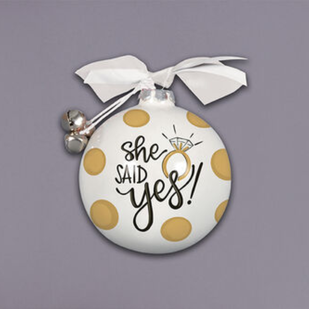 She Said Yes Glass Ball Ornament