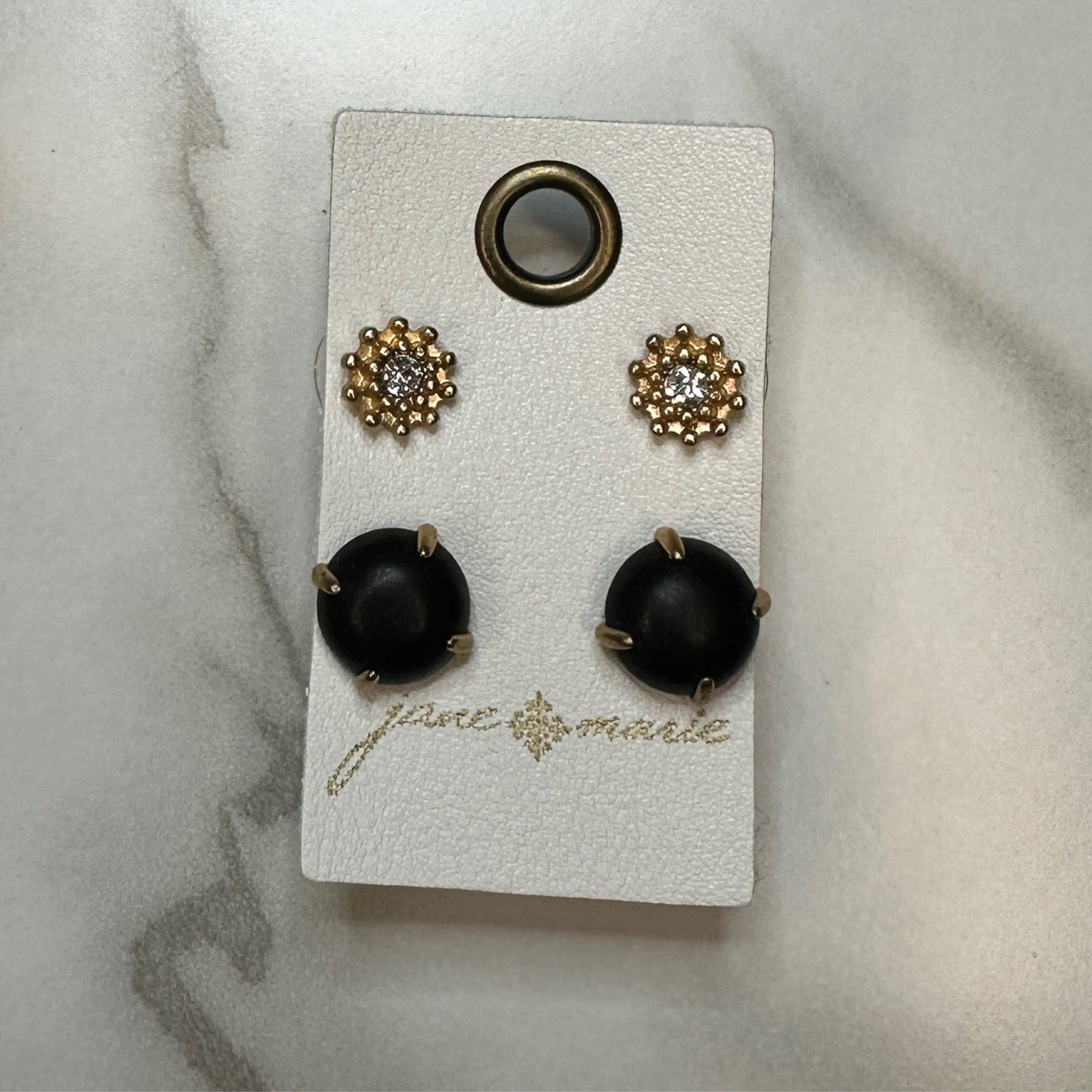 Jane Marie Clear Circle/Jet Circle 2 Stud Set Earrings