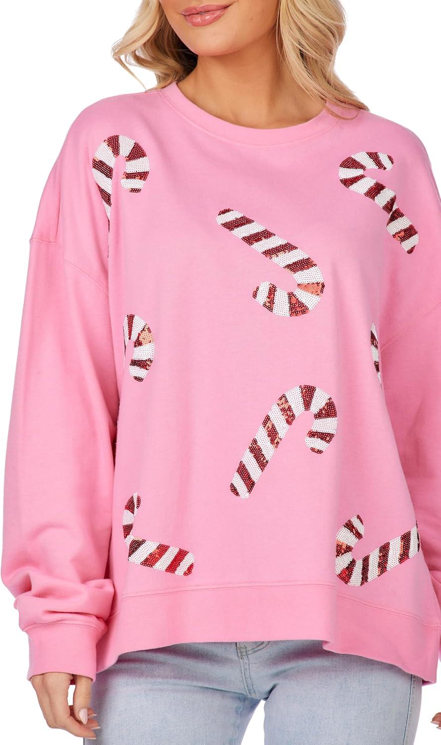 Mud Pie Candy cane Sequin Sweatshirt