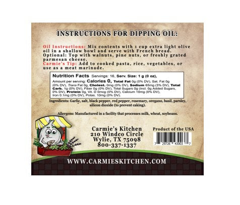 Carmie's Kitchen Italian Herb For Dipping Oil