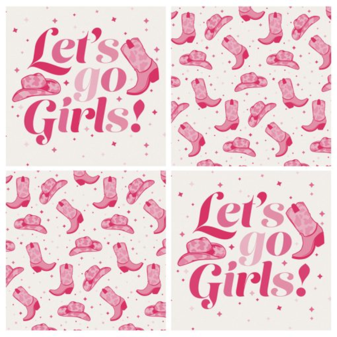 Let's Go Girls Square Stone Coaster Set of 4