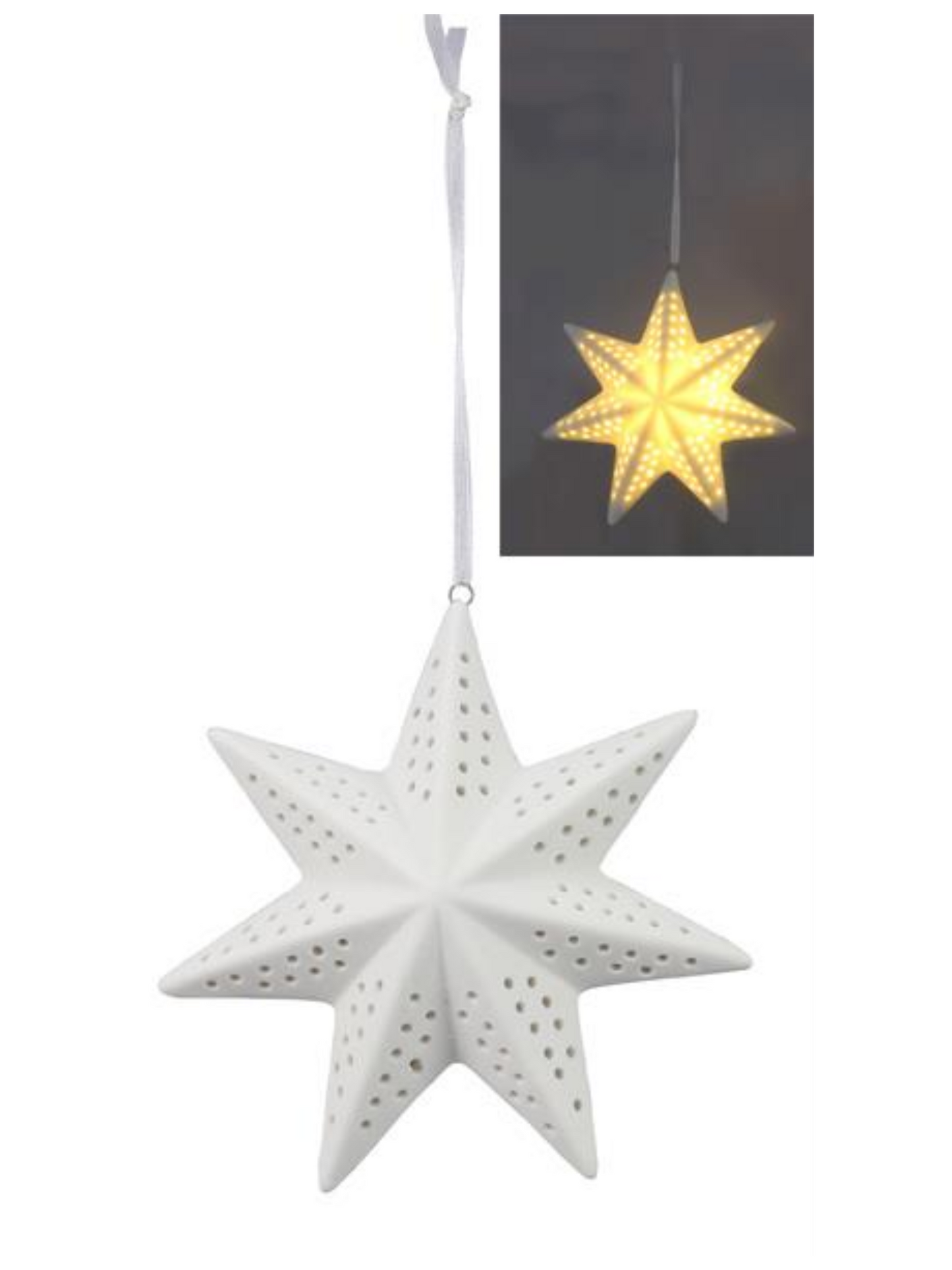 Star Shaped Ceramic LED Christmas Ornament