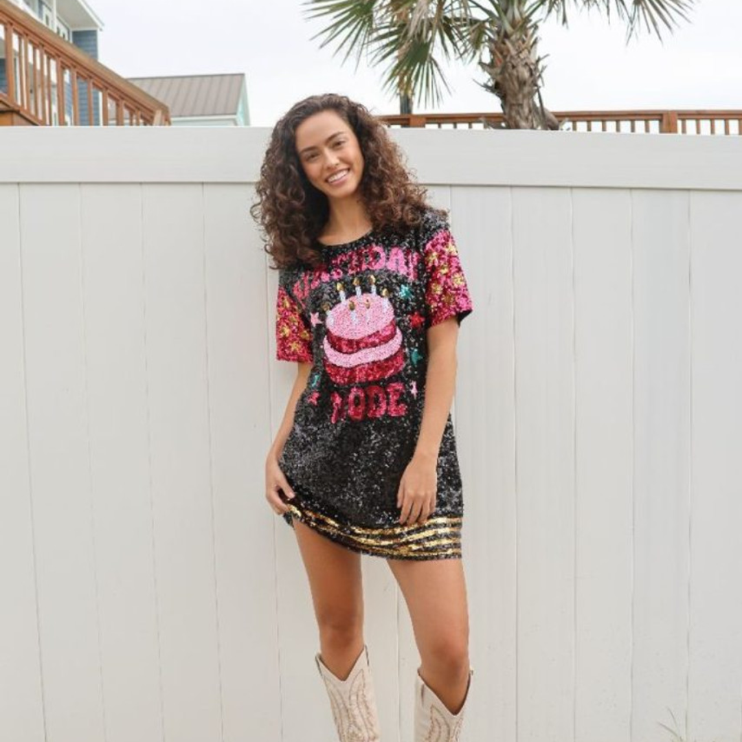 Simply Southern Birthday MODE Sequin Dress S/M Simply Southern Birthday MODE Sequin Dress S/M
